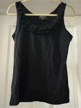 Banana Republic Women’s Black Ruffle-Neck Sleeveless Tank Top Size Large